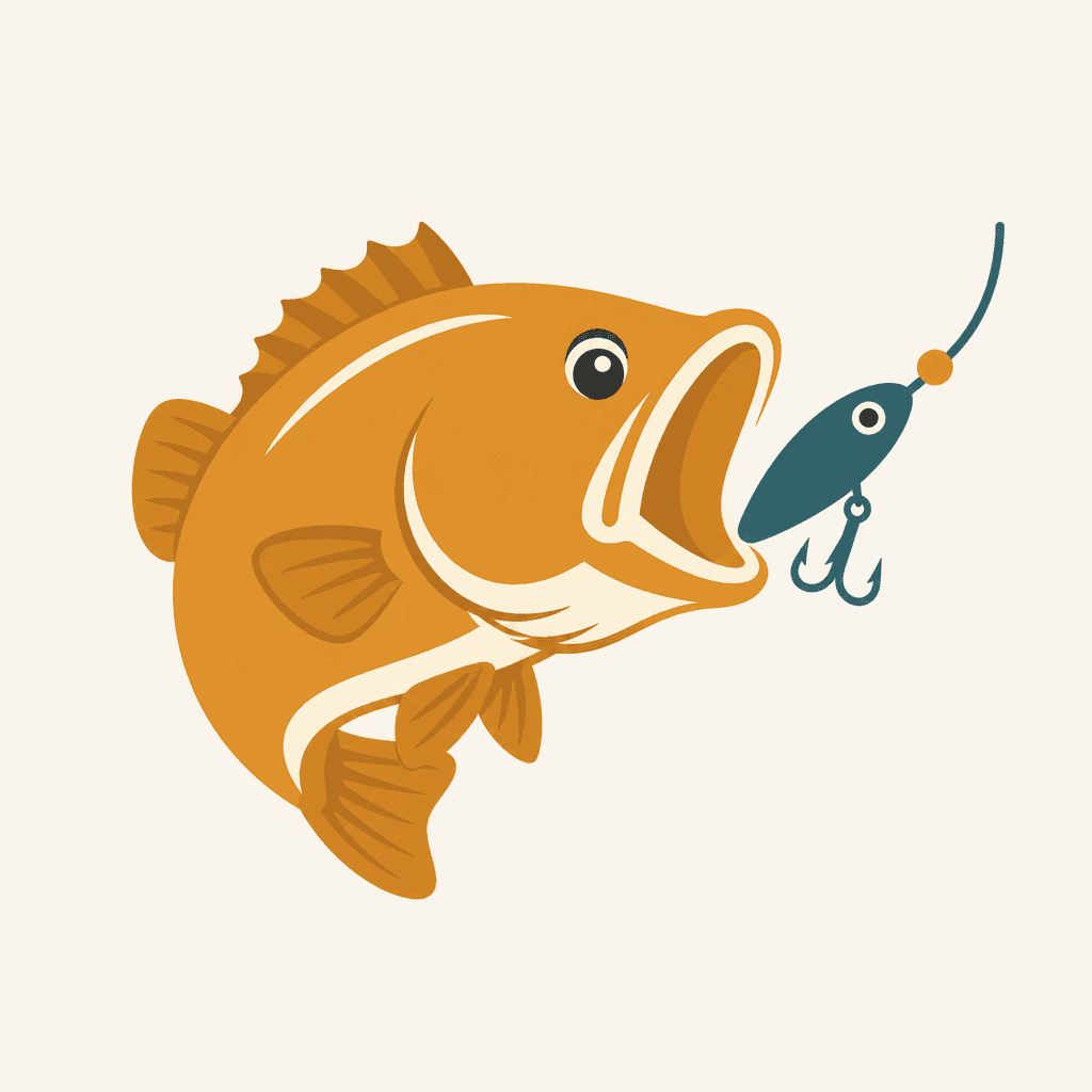HookPoint app icon — a bass fish biting a slate-teal lure